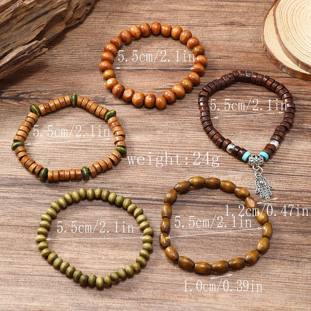 Boho Vintage Coconut Shell Cross Bracelet